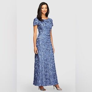 Alex Evenings Floral Lace Sequin Formal Dress